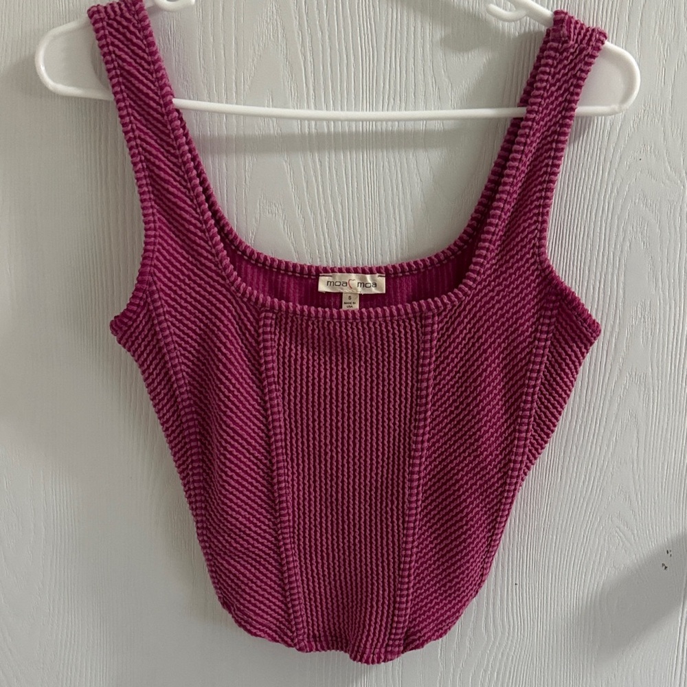 Moa Moa Fuchsia Ribbed Tank Top